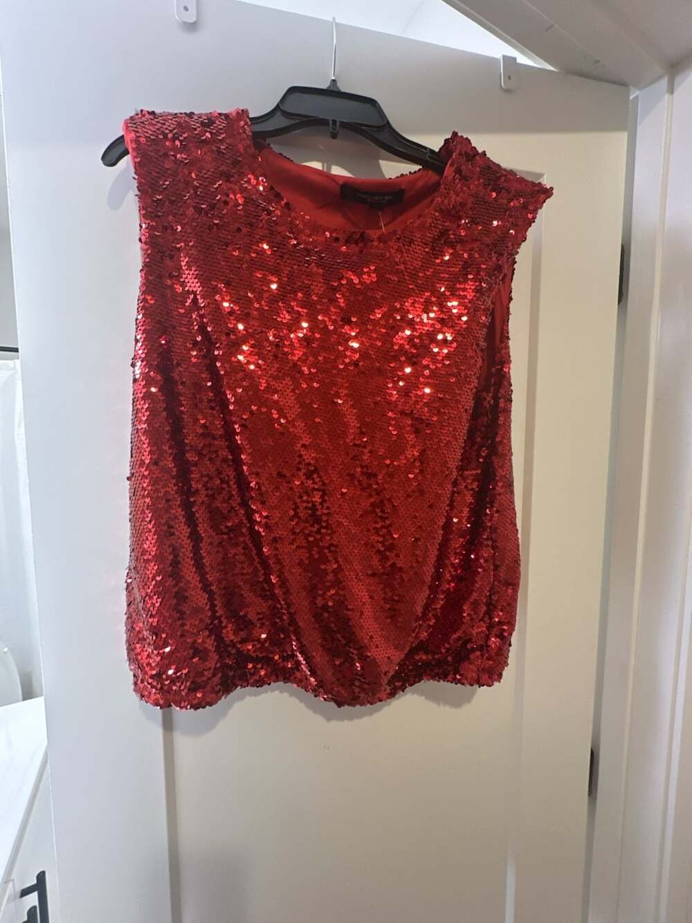 Marc New York Red Sequin Sleeveless Blouse